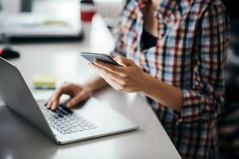 laptop and phone