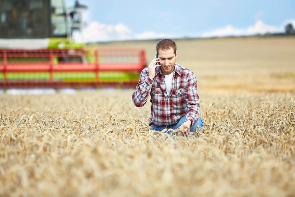 farmer talking on phone