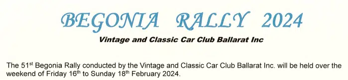 Vintage and Classic Car Club Ballarat Inc Ads